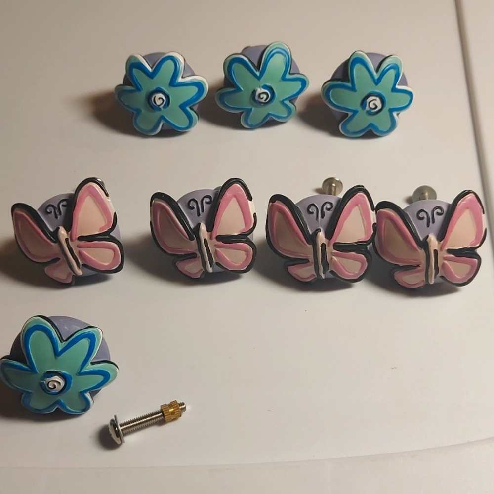 NWOT, Drawer Cabinet Door Pulls Knobs, Butterflies, Flowers